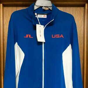 J. Lindeberg USA 2024 Olympic Golf Team Jacket navy/white, Large NWT! *RARE*